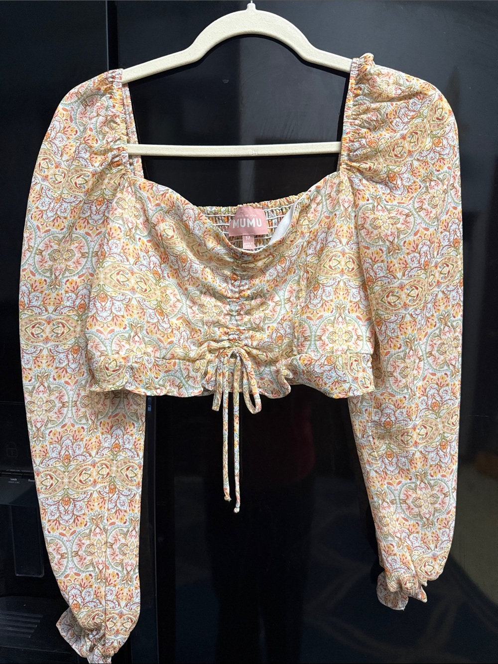 Show Me Your MUMU Floral Paisley Drawstring Crop Top in Multi-Color NWOT